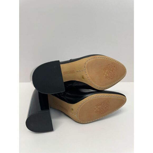 Vince Camuto Boots Womens Size 8.5 Everna Black Leather Block Heel Booties - Picture 11 of 11